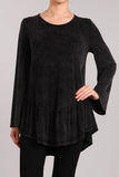 Chatoyant Mineral Wash V-neck Top Black