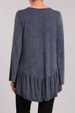 Chatoyant Mineral Wash V-neck Top Slate Blue