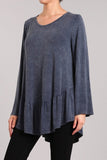 Chatoyant Mineral Wash V-neck Top Slate Blue