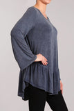 Chatoyant Mineral Wash V-neck Top Slate Blue