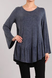 Chatoyant Mineral Wash V-neck Top Slate Blue