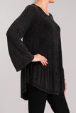 Chatoyant Mineral Wash V-neck Top Black