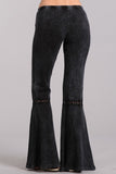 Chatoyant Mineral Wash Lace Thermal Bell Bottoms Black