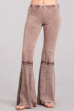Chatoyant Mineral Wash Lace Thermal Bell Bottoms Desert Taupe