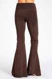 Chatoyant Mineral Wash Seam Detail Bell Bottoms Brown