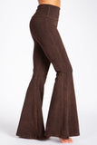 Chatoyant Mineral Wash Seam Detail Bell Bottoms Brown