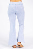 Chatoyant Mineral Wash Asymmetrical Hem Ankle Bells Powder Blue