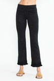 Chatoyant Plus Size Mineral Wash Ankle Length Crochet Fringe With Pockets Black