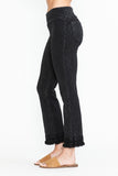 Chatoyant Plus Size Mineral Wash Ankle Length Crochet Fringe With Pockets Black