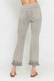 Chatoyant Plus Size Mineral Wash Ankle Length Crochet Fringe With Pockets Stone
