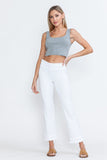 Chatoyant Plus Size Mineral Wash Ankle Length Crochet Fringe With Pockets White