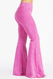 Chatoyant Fit & Flare Raw Edge Bell Bottoms Bubble Gum Pink