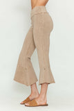 Chatoyant Mineral Wash Crop Pants With Asymmetrical Hem Beige