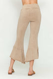 Chatoyant Mineral Wash Crop Pants With Asymmetrical Hem Beige