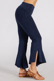 Chatoyant Mineral Wash Crop Pants With Asymmetrical Hem Electric Blue
