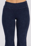 Chatoyant Mineral Wash Crop Pants With Asymmetrical Hem Electric Blue