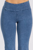Chatoyant Mineral Wash Crop Pants With Asymmetrical Hem Lt. Denim
