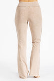 Chatoyant Mineral Washed Bootcut Pants With Side Crochet Lace Beige