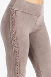 Chatoyant Mineral Washed Bootcut Pants With Side Crochet Lace Desert Taupe