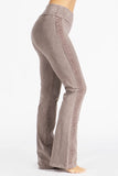 Chatoyant Mineral Washed Bootcut Pants With Side Crochet Lace Desert Taupe