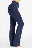 Chatoyant Mineral Washed Bootcut Pants With Side Crochet Electric Blue