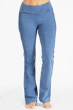 Chatoyant Mineral Washed Bootcut Pants With Side Crochet Lace Lt. Denim