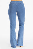 Chatoyant Mineral Washed Bootcut Pants With Side Crochet Lace Lt. Denim