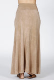 Chatoyant Mineral Wash Long Maxi Skirt Beige