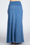 Chatoyant Mineral Wash Long Maxi Skirt Lt. Denim