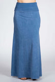 Chatoyant Mineral Wash Long Maxi Skirt Lt. Denim