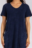Chatoyant Mineral Wash Pocket Dress Electric Blue