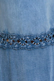 Chatoyant Mineral Wash Lace Thermal Bell Bottoms Lt. Denim