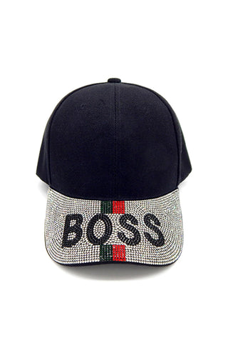 👊🏼"BOSS" Crystal Baseball Cap Black 👊🏼