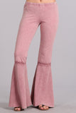 Chatoyant Mineral Wash Lace Thermal Bell Bottoms Rose Pink