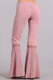 Chatoyant Mineral Wash Lace Thermal Bell Bottoms Rose Pink