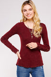 UrbanX Thermal Scoop Neck Long Sleeve Crochet Lace Burgundy