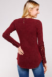 UrbanX Thermal Scoop Neck Long Sleeve Crochet Lace Burgundy