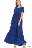 Zenana Tiered Short Sleeve Maxi Dress