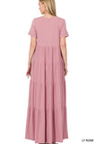 Zenana Tiered Short Sleeve Maxi Dress