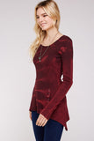Urban X Long Sleeve 2 Tone Thermal Top Burgundy
