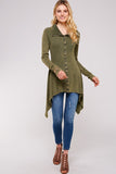 Urban X Mineral Washed Long Sleeve Thermal Tunic Outerwear Moss Green