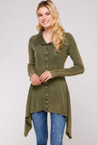 Urban X Mineral Washed Long Sleeve Thermal Tunic Outerwear Moss Green