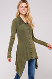 Urban X Mineral Washed Long Sleeve Thermal Tunic Outerwear Moss Green