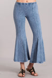Chatoyant Mineral Wash Cropped Flare Bells Lt. Denim