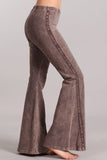 Chatoyant Diagonal Crochet Lace Mieneral Wash Bell Bottoms Desert Taupe