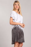 Chatoyant Casual Tie Dye Dress Gray