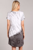 Chatoyant Casual Tie Dye Dress Gray
