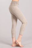 Chatoyant Mineral Wash Fold Over Waist Capris Stone