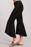 Chatoyant Mineral Wash Cropped Flare Bells Black