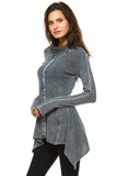 Urban X Mineral Washed Long Sleeve Thermal Tunic Outerwear Charcoal Gray